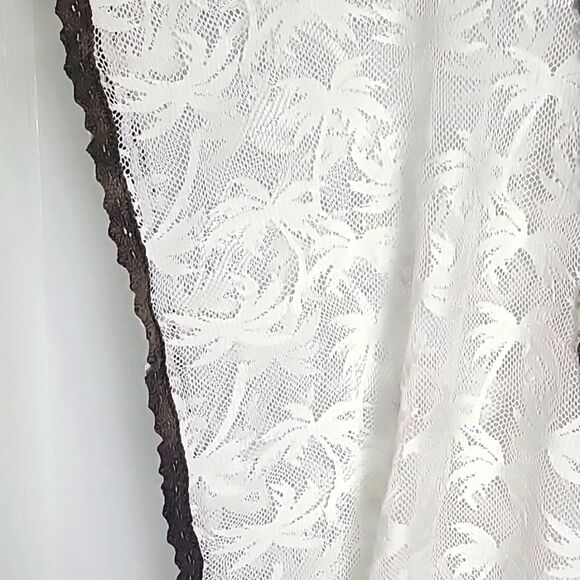 Authentic Gear White Lace Cover-up with Brown Embroidered Trim, Size S/M - Picture 3 of 7